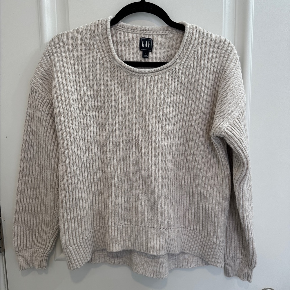 GAP Women's Ribbed Knit Sweater - Soft Cream rolled neck